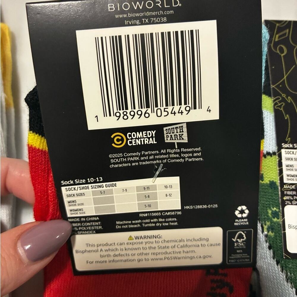 South Park Cartman Butters Comedy Central Novelty Crew Socks Bundle 3 - Picture 5 of 7